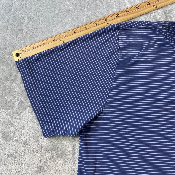 Peter Millar Polo Shirt Men Sz Large Blue Seaside Wash Striped Stretch Preppy - Picture 6 of 11